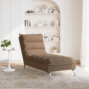 vidaXL Chaise longue met kussens stof bruin