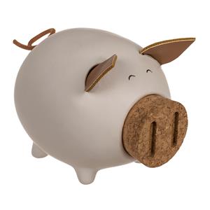 Out of the blue Spaarvarken met ingooi snuit/dop - keramiek - 12 x 9 cm - wit - spaarpot -