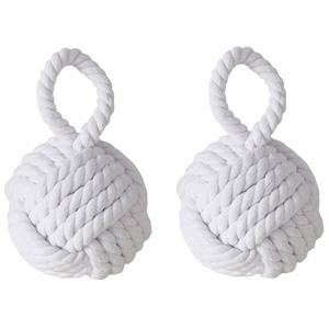 Boltze Deurstopper - 2x - 1.2 kilo - wit - jute - 23 x 15 cm -