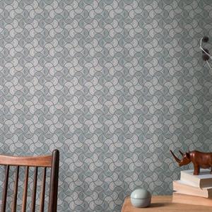 Livingwalls Behang Grafisch Motief Taupe, Grijs, Blauw En Zwart - 53 Cm X 10,05 M