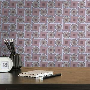 Livingwalls Behang Grafisch Motief Lila Paars, Blauw En Grijs - 53 Cm X 10,05 M