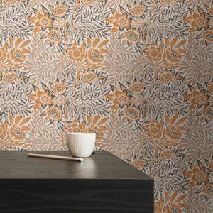 Livingwalls Behang Bloemmotief Oranje, Beige, Wit En Zwart - 53 Cm X 10,05 M