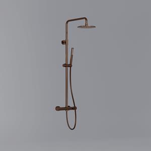 Fortifura Calvi Regendoucheset - thermostatisch - 25cm hoofddouche - staafhanddouche - Geborsteld koper PVD (Koper) SW970040