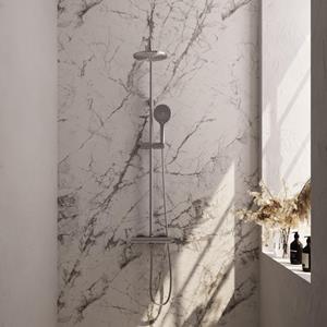 BRAUER Brushed Edition Regendoucheset opbouw - hoofddouche 20cm - glijstang - glijstang - handdouche rond 3 standen - gladde knoppen -PVD - geborsteld - RVS 5-NG-240