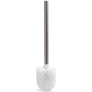 WC/Toiletborstel los model - witte kunststof borstel - RVS steel - D8 x 32 cm -