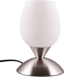 BES LED LED Tafellamp - Trion Bekre - E14 Fitting - 1 lichtpunt - Mat Nikkel - Metaal - Wit Glas