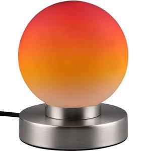 BES LED LED Tafellamp - Trion Bolle - E14 Fitting - 1 lichtpunt - Mat Nikkel - Metaal - Oranje Glas