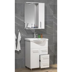 VCM 3-tlg. Waschplatz Waschtisch Badmöbel Set Waschbecken Schublade Spiegelschrank Lisalo L