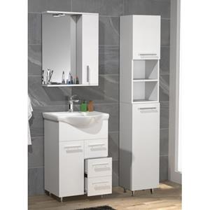 VCM 4-tlg. Waschplatz Waschtisch Badmöbel Set Waschbecken Schublade Spiegelschrank Lisalo L