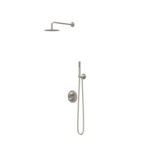 IVY Pact Regendoucheset 2 inbouw met 2-weg stop-omstel, 30cm plafondbuis, 25cm slim hoofddouche rond, houder met uitlaat, doucheslang 150cm, 3-standen handdouche Geborsteld nickel PVD