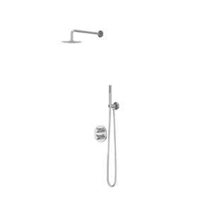 IVY Pact Regendoucheset 2 inbouw met 2-weg stop-omstel, 40cm wandarm, 30cm medium hoofddouche rond, glijstang met uitlaat, doucheslang 150cm, satin spray handdouche Chroom