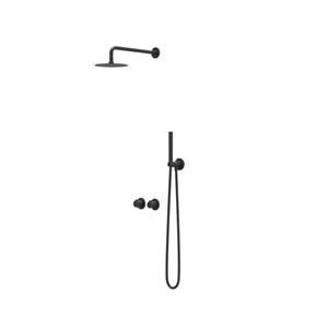 IVY Pact Regendoucheset 3 inbouw symmetry met 2-weg stop-omstel, 40cm wandarm, 20cm slim hoofddouche, houder met uitlaat, doucheslang 150cm, staafmodel handouche Mat zwart PED