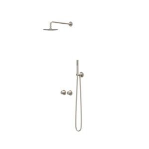 IVY Pact Regendoucheset 3 inbouw symmetry met 2-weg stop-omstel, 40cm wandarm, 20cm slim hoofddouche, houder met uitlaat, doucheslang 150cm, staafmodel handouche Geborsteld nickel PVD