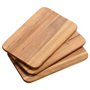 Kesper Ontbijtplankjes set 3x stuks - acaciahout - 22 x 14 cm - bruin -