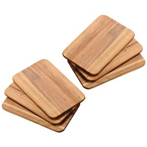 Kesper Ontbijtplankjes set 6x stuks - acaciahout - 22 x 14 cm - bruin -