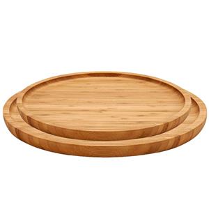 Kinvara  Voedsel/hapjes serveerplanken 2x stuks - Bamboe dia 25 cm en dia 30 cm cm -