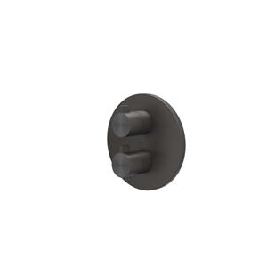 IVY Tribe Afbouwdeel - voor Inbouwthermostaat - 2-weg stop-omstel - rond rozet - RVS316 - geborsteld carbon black PVD 6201124
