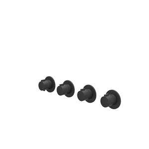IVY Pact Afbouwdeel - voor Inbouwthermostaat - 3 stopkranen - Symmetry - ronde rozetten Mat zwart PED 6202382