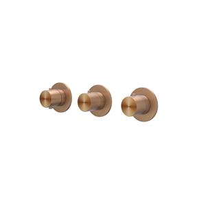 IVY Concord Afbouwdeel - voor Inbouwthermostaat - 3 stopkranen - symmetry - ronde rozetten - RVS316 - geborsteld mat koper PVD 6201313