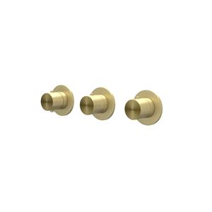 IVY Concord Afbouwdeel - voor Inbouwthermostaat - 3 stopkranen - symmetry - ronde rozetten - RVS316 - geborsteld mat goud PVD 6201312