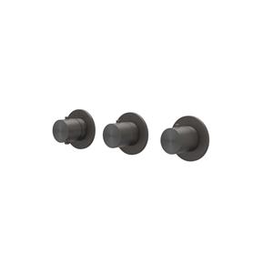 IVY Concord Afbouwdeel - voor Inbouwthermostaat - 3 stopkranen - symmetry - ronde rozetten - RVS316 - geborsteld carbon black PVD 6201314