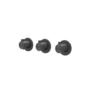 IVY Tribe Afbouwdeel - voor Inbouwthermostaat - 3 stopkranen - symmetry - ronde rozetten - RVS316 - geborsteld carbon black PVD 6201324