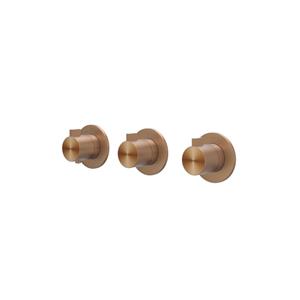 IVY Tribe Afbouwdeel - voor Inbouwthermostaat - 3 stopkranen - symmetry - ronde rozetten - RVS316 - geborsteld mat koper PVD 6201323