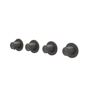 IVY Concord Afbouwdeel - voor Inbouwthermostaat - 3 stopkranen - symmetry - ronde rozetten - RVS316 - geborsteld carbon black PVD 6201264