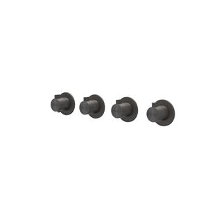 IVY Tribe Afbouwdeel - voor Inbouwthermostaat - 3 stopkranen - symmetry - ronde rozetten - RVS316 - geborsteld carbon black PVD 6201274
