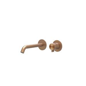 IVY Tribe Afbouwdeel - wastafelmengkraan - 2-gats - inbouw - wandmontage - gebogen uitloop - coldstart - RVS316 - geborsteld mat koper PVD 6100393