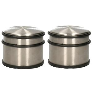 Benson 2x RVS deurstopper rond D9 x H7 cm -