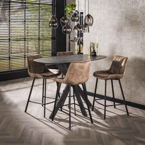 LifestyleFurn Deens Ovale Bartafel Kora Keramiek look, 140 x 80cm - 3D zwart bruin