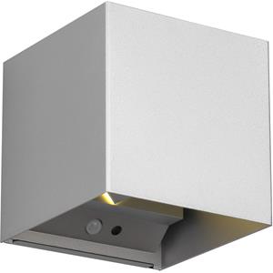 BES LED LED Wandlamp - Tuinverlichting - Trion Taner - 5W - Warm Wit 3000K - Oplaadbare batterijen - Schemeringsensor - Vierkant - Titaan - Metaal