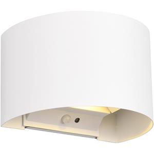 BES LED LED Wandlamp - Tuinverlichting - Trion Taner - 5W - Warm Wit 3000K - Oplaadbare batterijen - Schemeringsensor - Rond - Mat Wit - Metaal