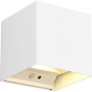 BES LED LED Wandlamp - Tuinverlichting - Trion Taner - 5W - Warm Wit 3000K - Oplaadbare batterijen - Schemeringsensor - Vierkant - Mat Wit - Metaal