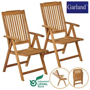 Garland Tuinstoelen Bari set van 2 Bruin 105x68x58cm inklapbaar