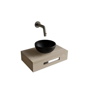 BWS Complete Fonteinset  Hold Met Handoekhouder Waskom Mat Zwart En fonteinkraan RVS