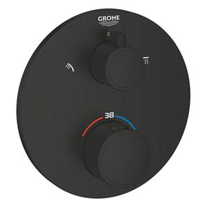 Grohe Grohtherm afbouwdeel v. inbouw douchekraan m. omstel v. hoofd- en handdouche rond mat zwart 1022082430