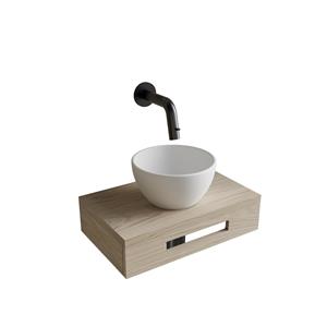 BWS Complete Fonteinset  Hold Met Handoekhouder Waskom Wit En fonteinkraan Gunmetal