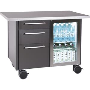 Service- en koffiestation, met 1 koelkast en 3 laden, l x b x h = 1250 x 740 x 900 mm