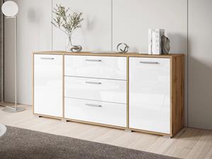 Mobistoxx Dressoir IKARON 2 deuren 3 lades wotan eik/hoogglans wit