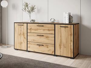 Mobistoxx Dressoir IKARON 2 deuren 3 lades wotan eik/zwart