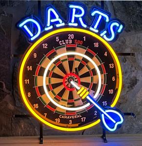 Fiftiesstore Darts Neon Verlichting - Met Achterplaat - 50 x 60 cm