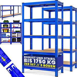 Monzana Stellingkast 5 Planken Set van 2 Blauw max 875kg