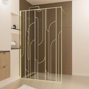 Aurlane  Inloopdouche Art Deco 120 X 195cm - Goud Profiel - 5 Mm Helder Glas