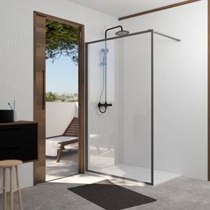 Aurlane  Inloopdouche Edge 120 X 200cm - Gun Metal Profiel - 6 Mm Helder Glas