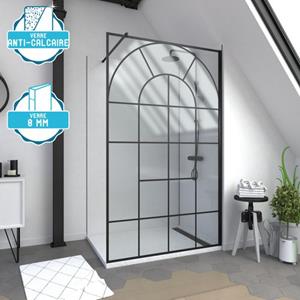Aurlane  Inloopdouche Garden 120 X 195cm - Zwart Profiel - 8 Mm Helder Glas
