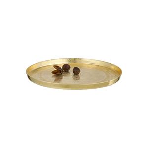 Cepewa Rond kaarsenbord/kaarsenplateau goud gehamerd metaal 21 cm -