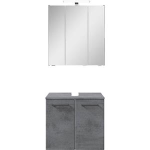 Saphir Badkamerserie Quickset 945 2-teilig, Waschbeckenunterschrank mit LED-Spiegelschrank (2-delig)