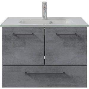 Saphir Badkamerserie Quickset 945 Glas-Waschtisch mit Unterschrank, 74 cm breit, Waschplatz (1 stuk)